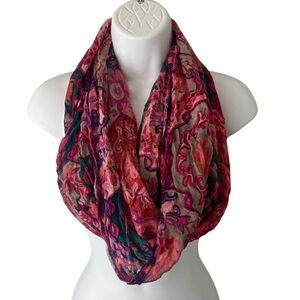 World Market Infinity Scarf Floral Medallion Print Colorful Artsy Boho